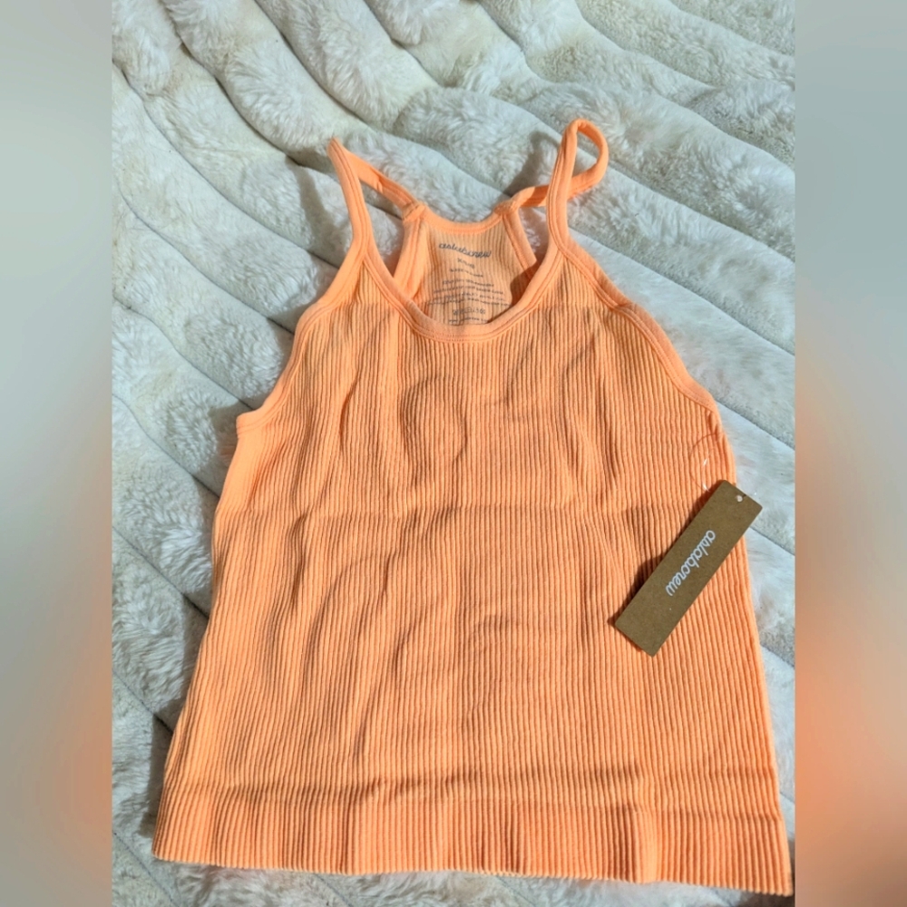 . Peach Ribbed Tank Top